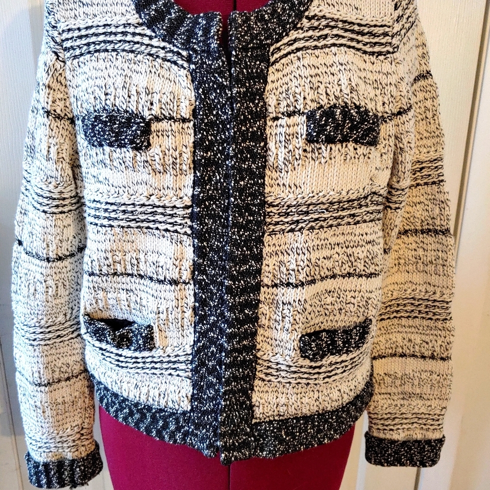 Sweater Crocheted Cotton L Heavy Formal INC Cream